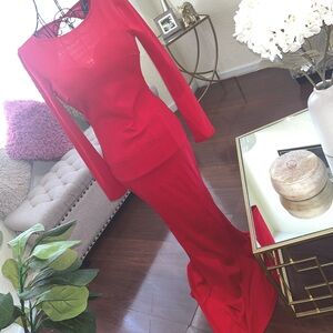 Red dress long sleeve